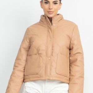 Mock Neck Quilted Jacket